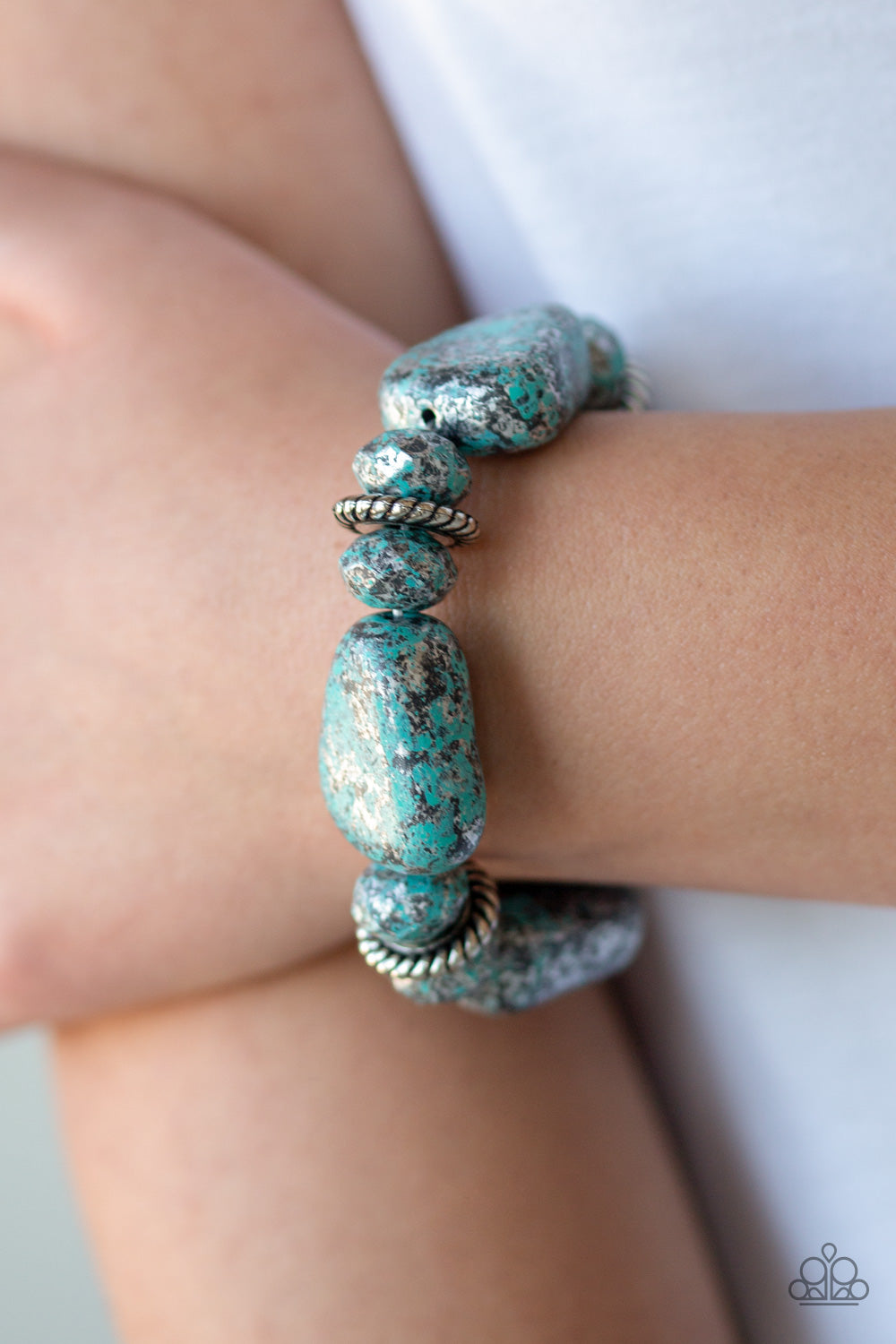Paparazzi ♥ Stone Age Envy - Blue ♥ Bracelet