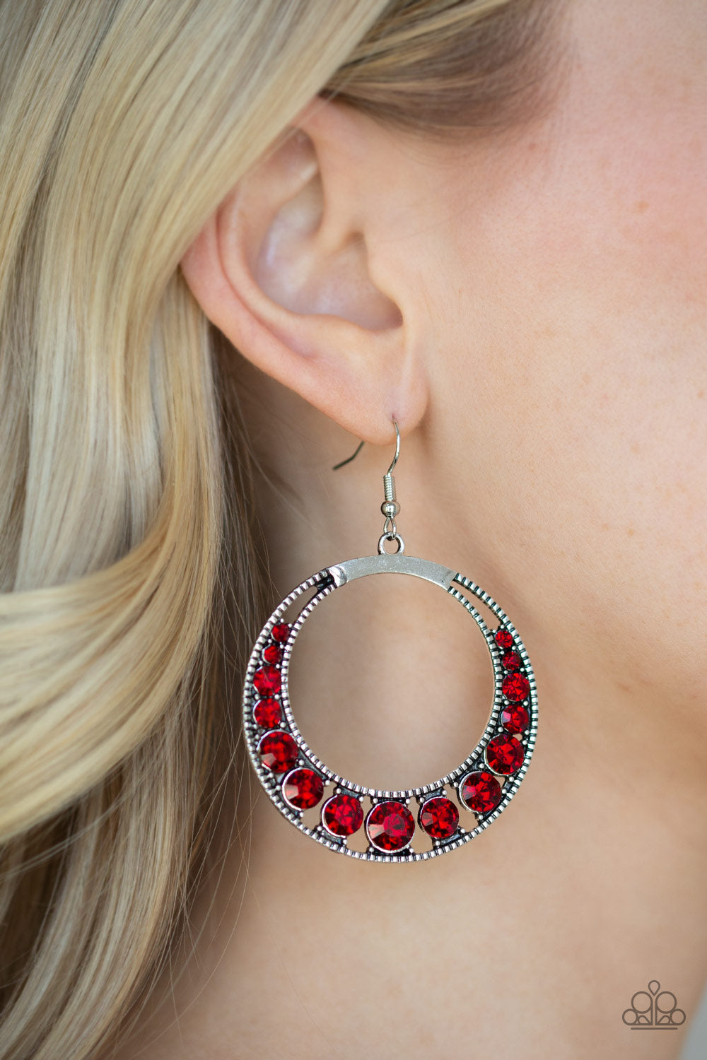 Paparazzi ♥ Ka-POW Dazzle - Red ♥ Earrings