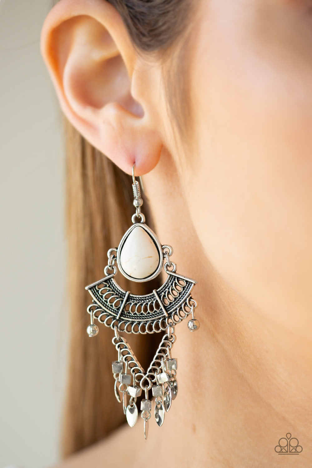 Paparazzi ♥ Vintage Vagabond - White ♥ Earrings