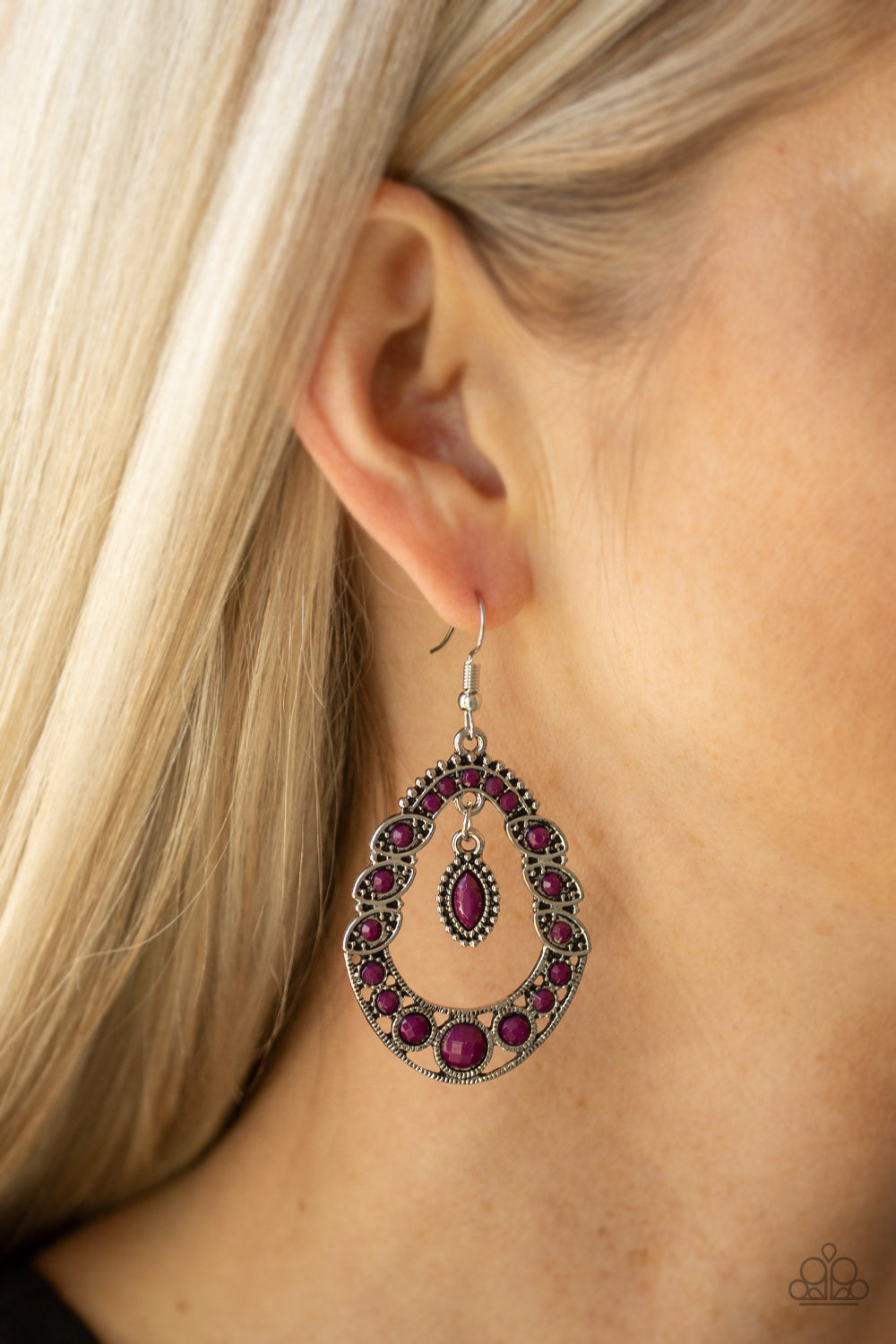 Paparazzi ♥ Malibu Mardi Gras - Purple ♥ Earrings