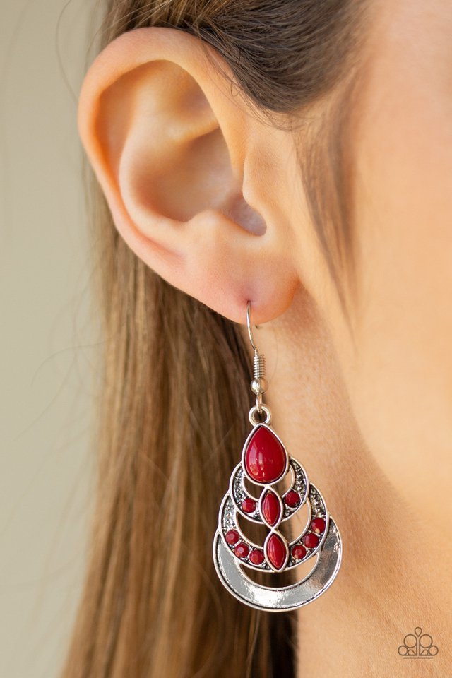 Paparazzi ♥ Boho Brilliance - Red ♥ Earrings