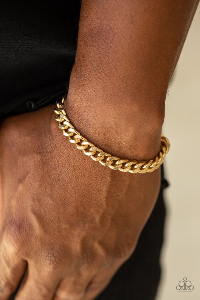 Paparazzi ♥ Rulebreaker - Gold ♥ Mens Bracelet