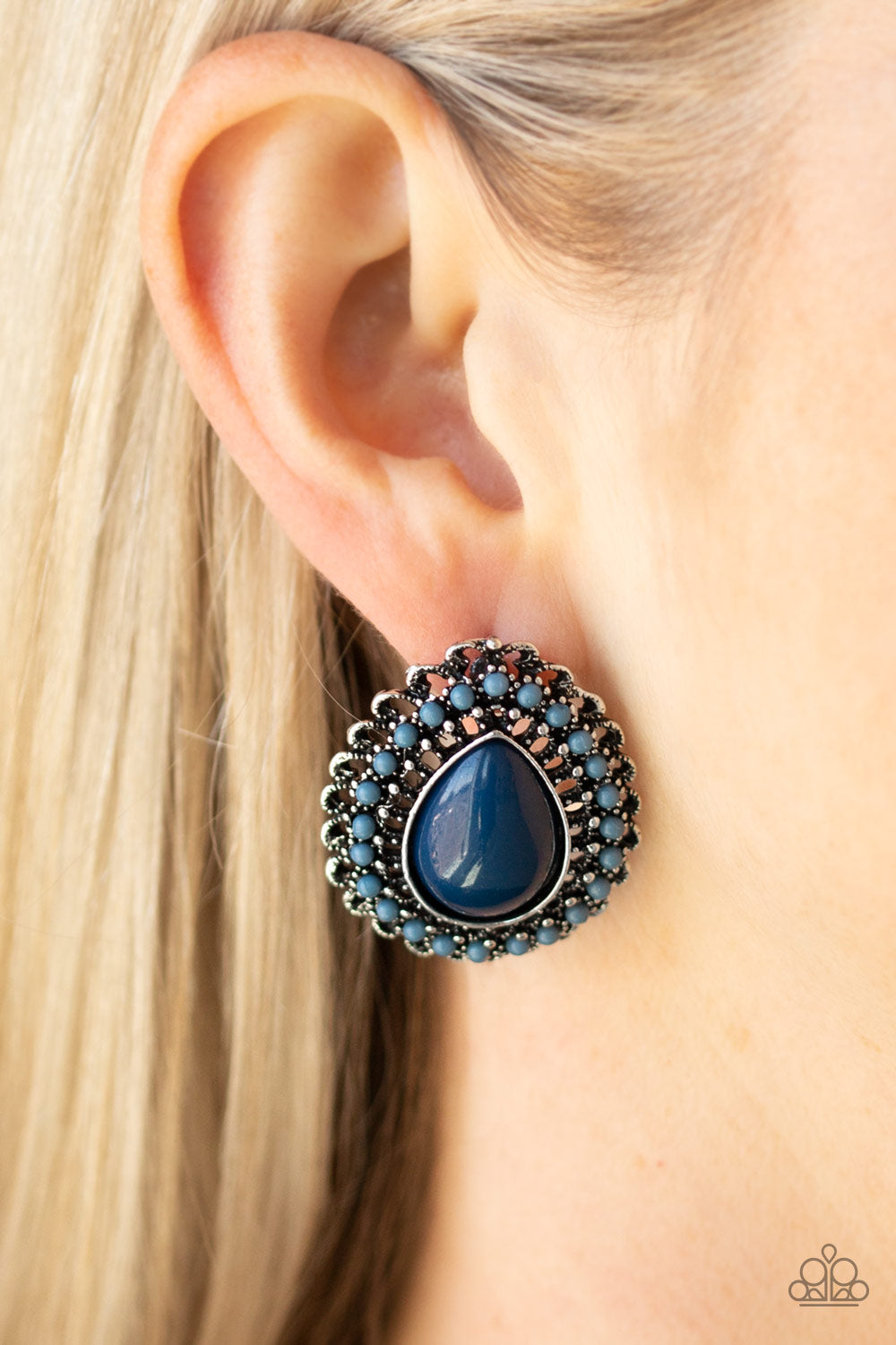 Paparazzi ♥ Beaded Blast - Blue ♥ Post Earrings