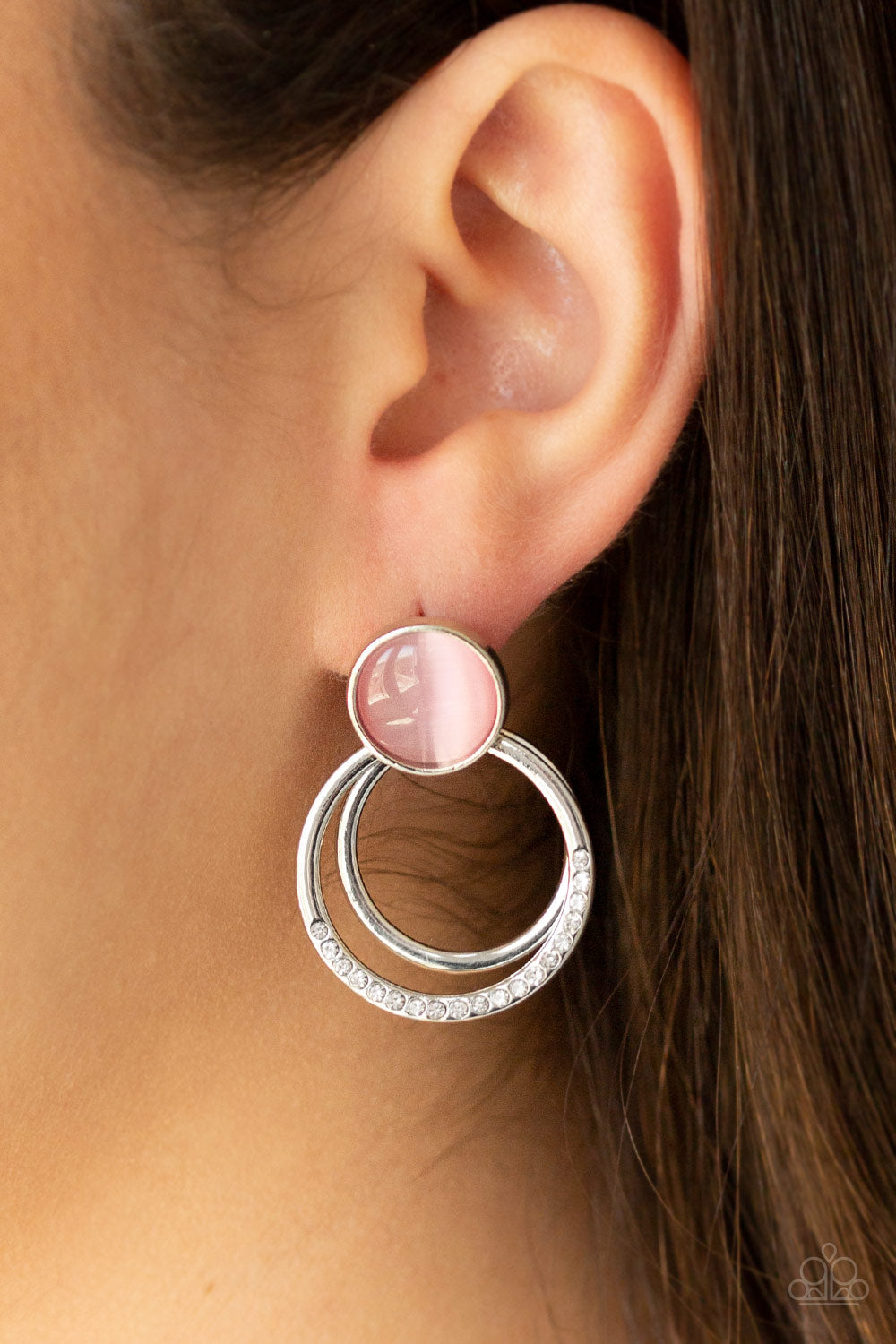 Paparazzi ♥ Glow Roll - Pink ♥ Post Earrings