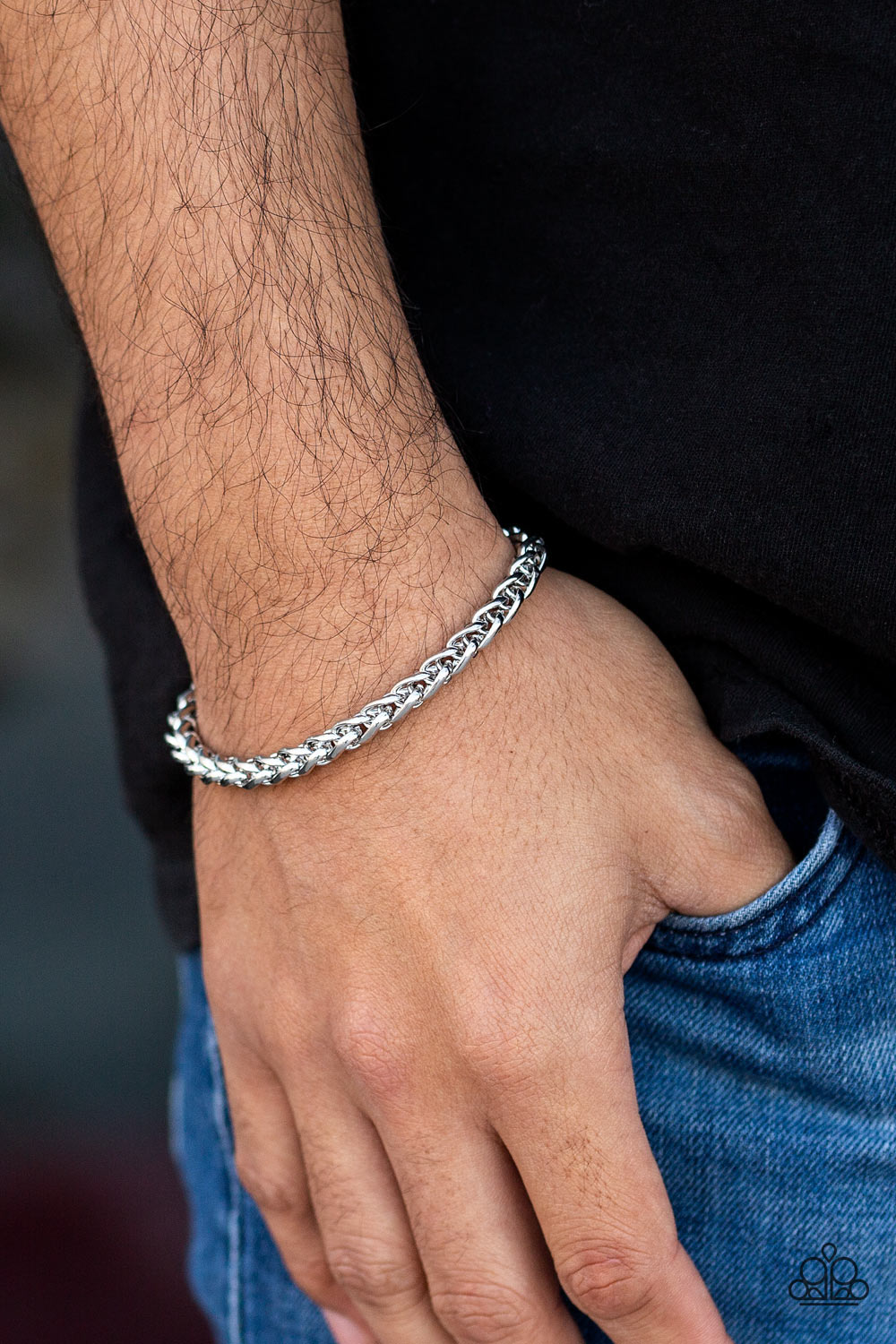 Paparazzi ♥ Knocked It Out Of The Park - Silver ♥ Mens Bracelet