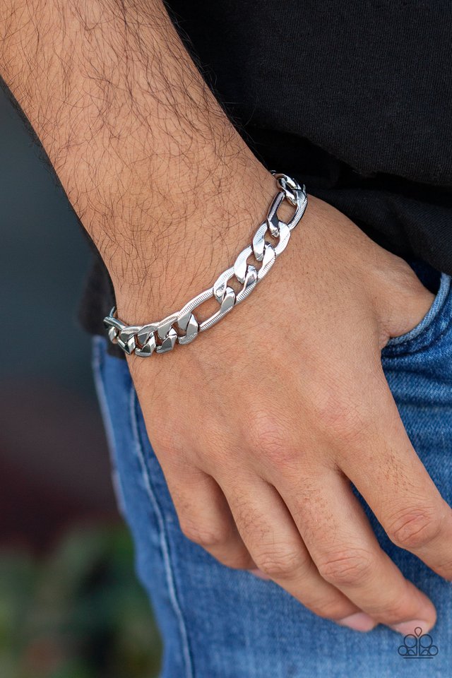 Paparazzi ♥ Home Team - Silver ♥ Mens Bracelet