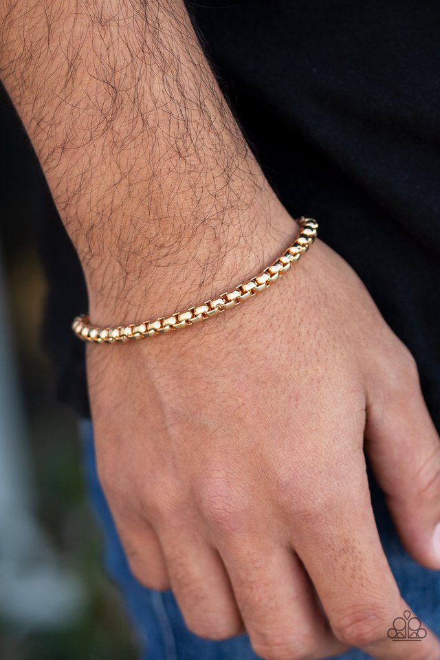 Paparazzi ♥ Metro Marathon - Gold ♥ Mens Bracelet