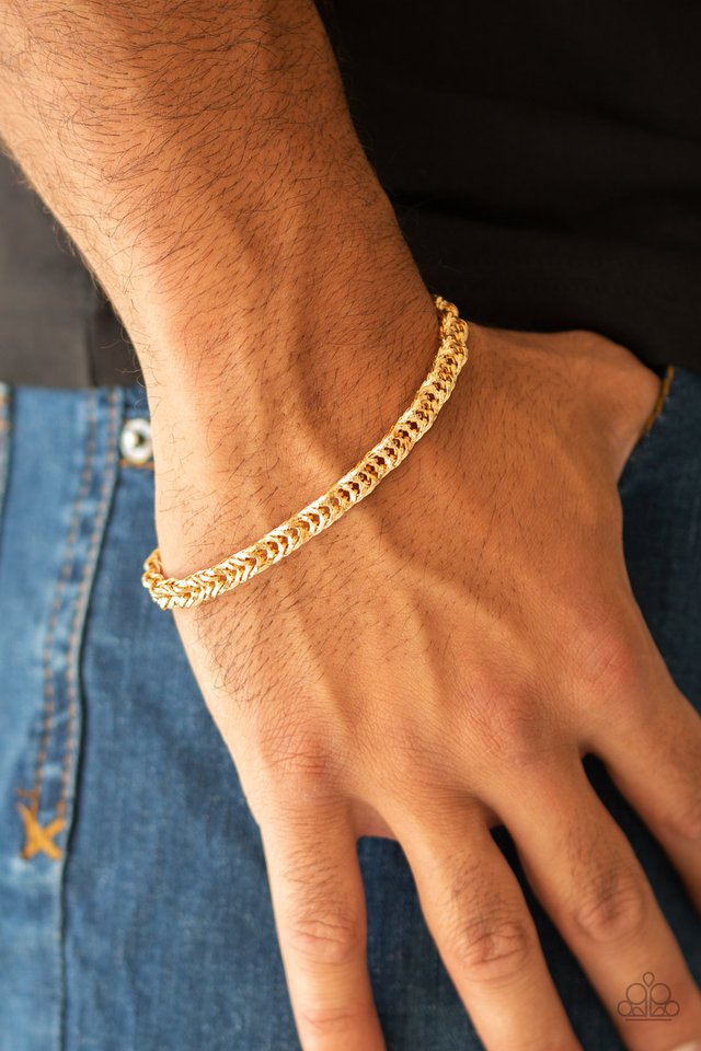Paparazzi ♥ Fighting Chance - Gold ♥ Mens Bracelet