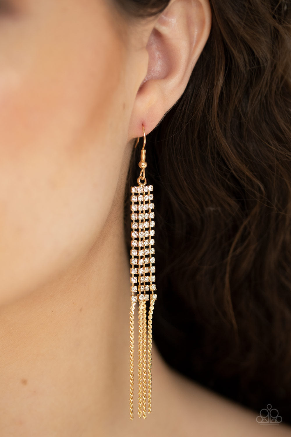 Paparazzi ♥ Rhinestone Romance - Gold ♥ Earrings