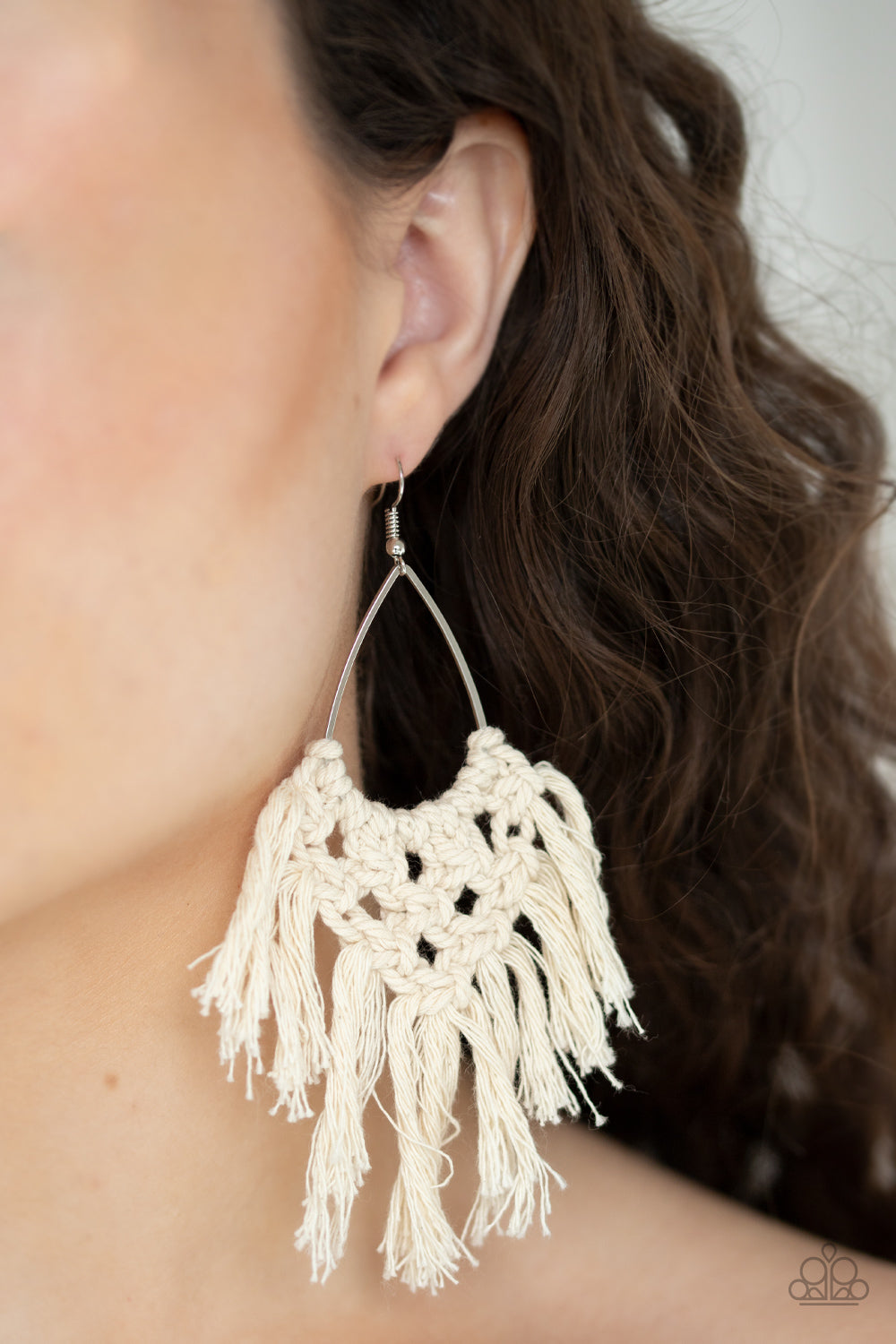 Paparazzi ♥ Oh MACRAME, Oh My - White ♥ Earrings