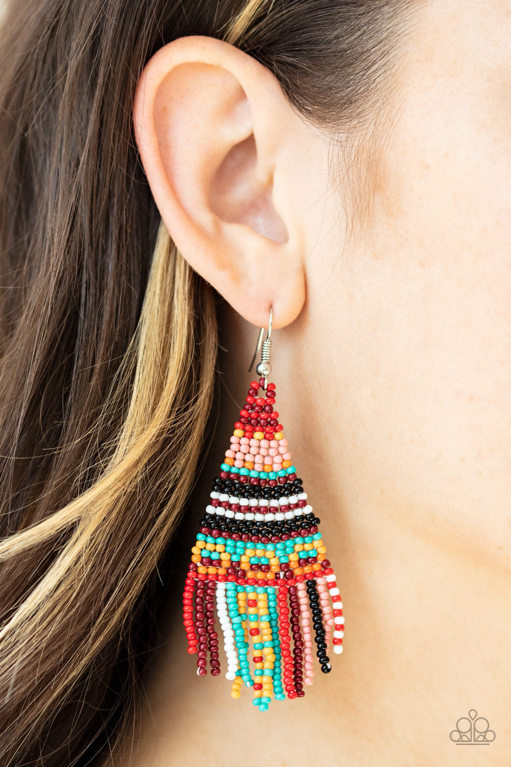 Paparazzi ♥ Beaded Bohemian- Red ♥ Earrings