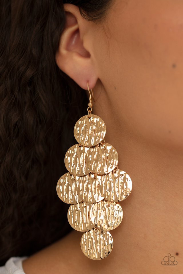 Paparazzi ♥ Uptown Edge - Gold ♥ Earrings
