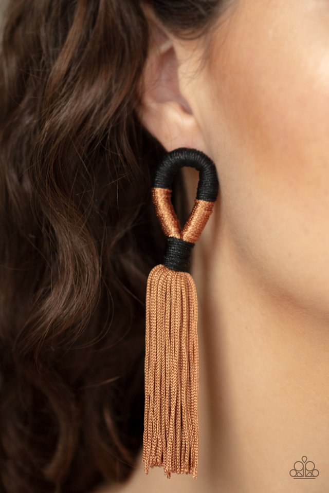 Paparazzi ♥ Moroccan Mambo - Brown ♥ Post Earrings