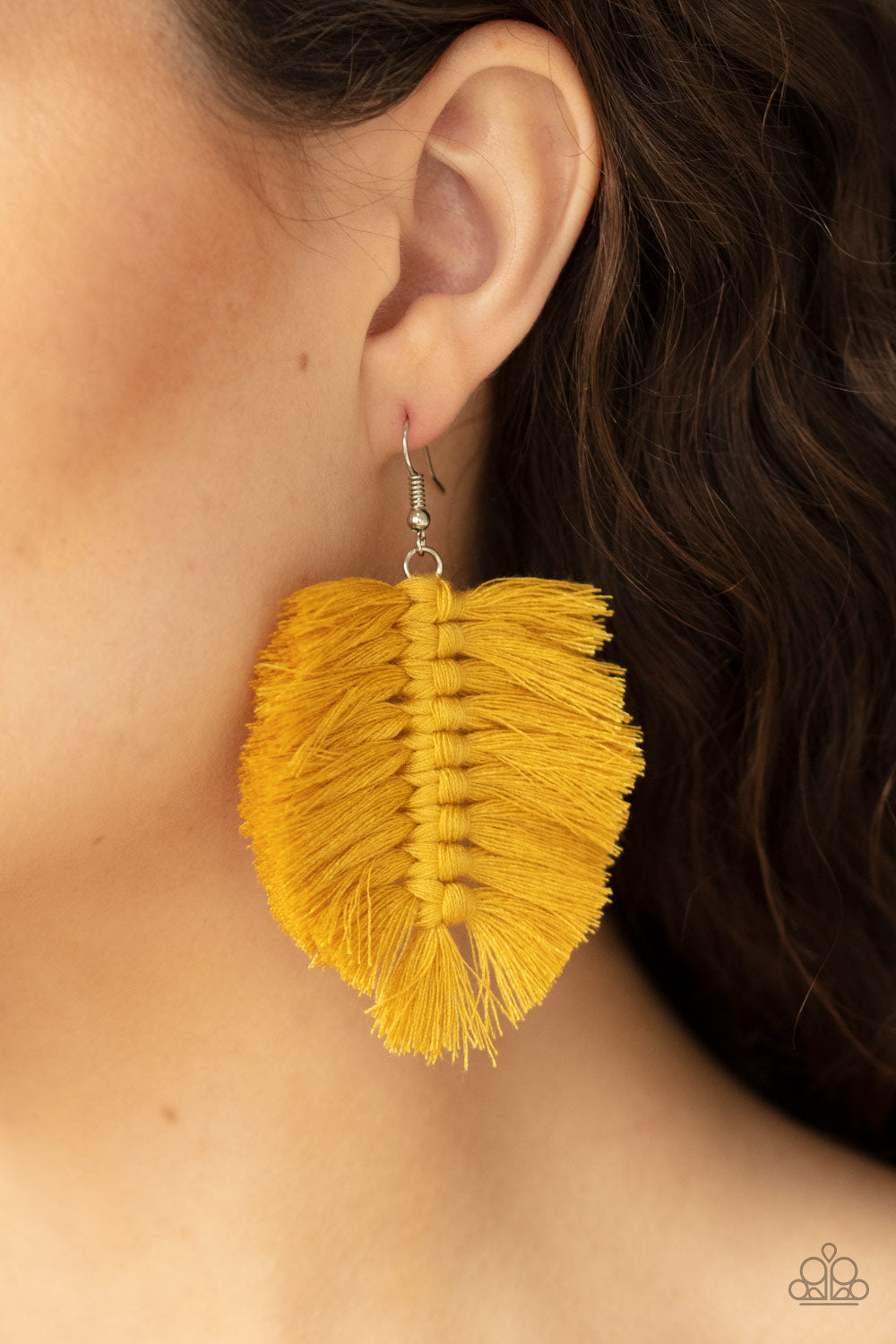 Paparazzi ♥ Knotted Native - Yellow ♥ Earrings