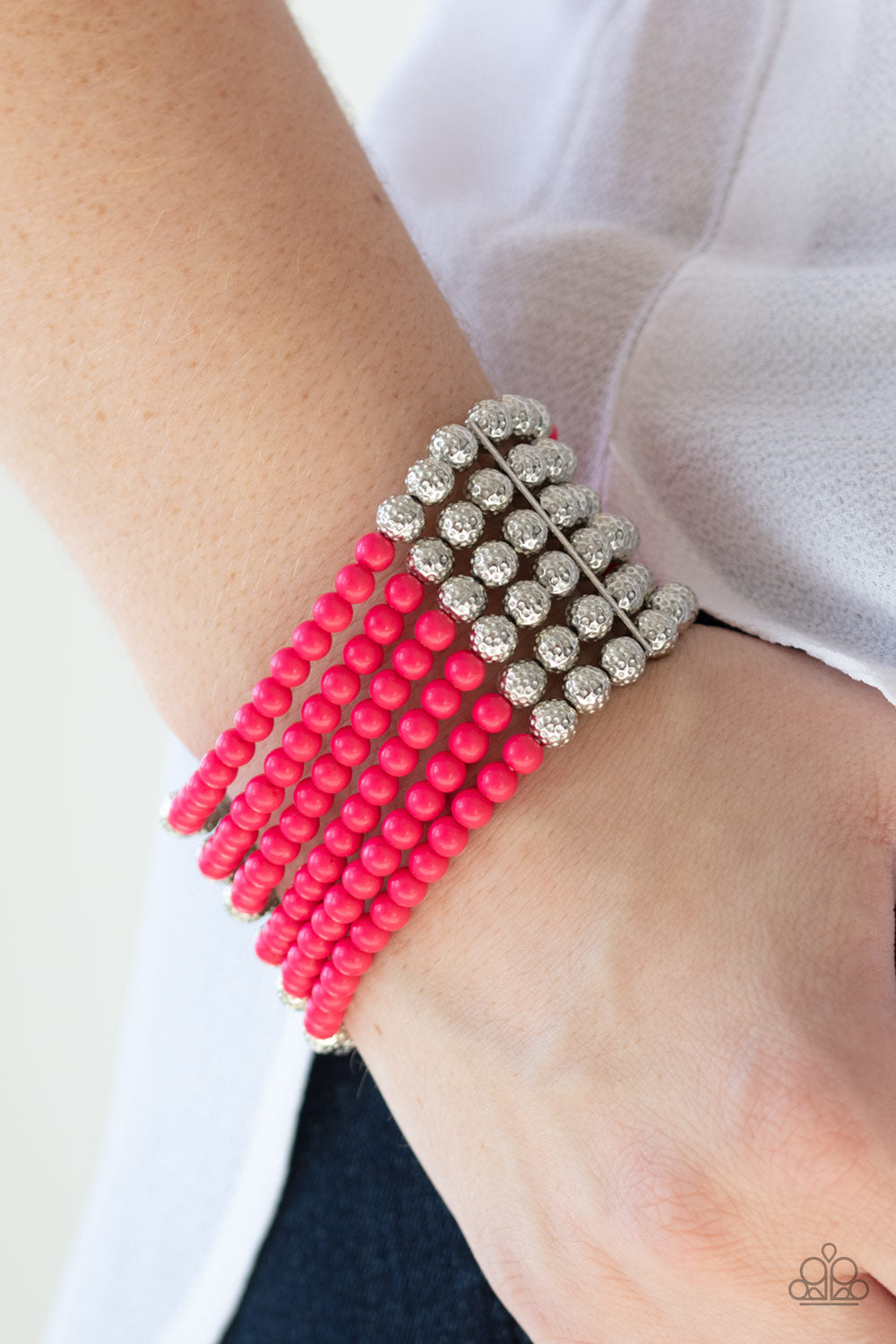 Paparazzi ♥ LAYER It On Thick - Pink ♥ Bracelet