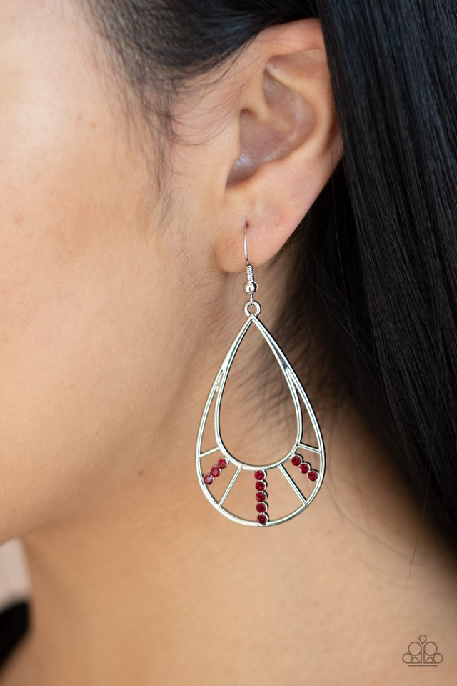 Paparazzi ♥ Line Crossing Sparkle - Red ♥ Earrings