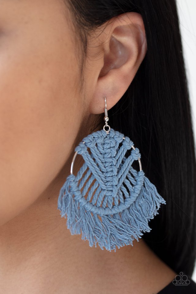 Paparazzi ♥ All About MACRAME - Blue ♥ Earrings