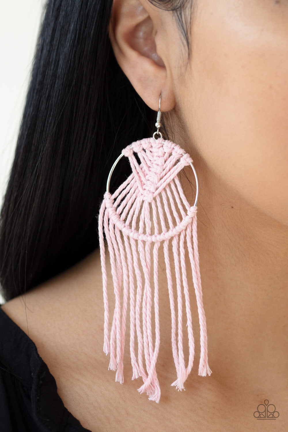 Paparazzi ♥ MACRAME, Myself, and I - Pink ♥ Earrings