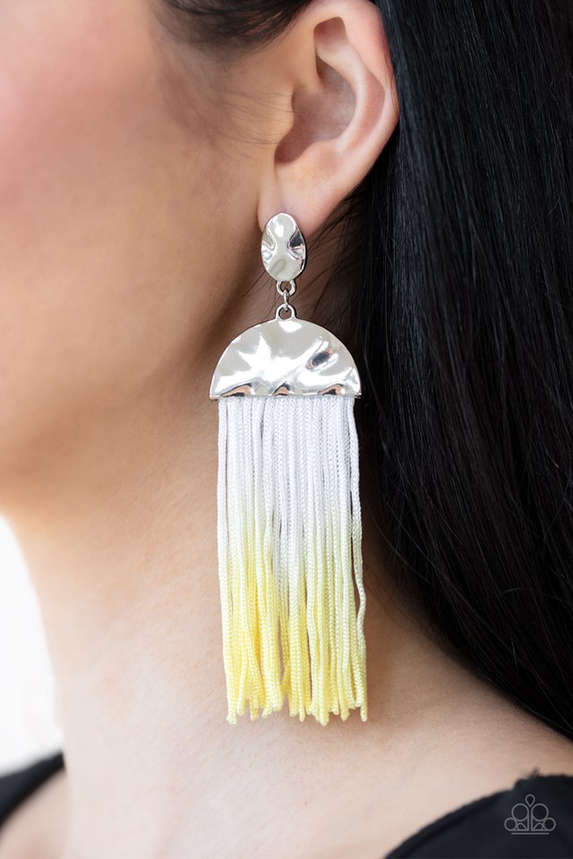 Paparazzi ♥ Rope Them In - Yellow ♥ Post Earrings
