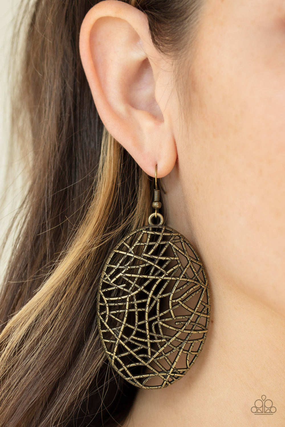 Paparazzi ♥ Way Out of Line - Brass ♥ Earrings