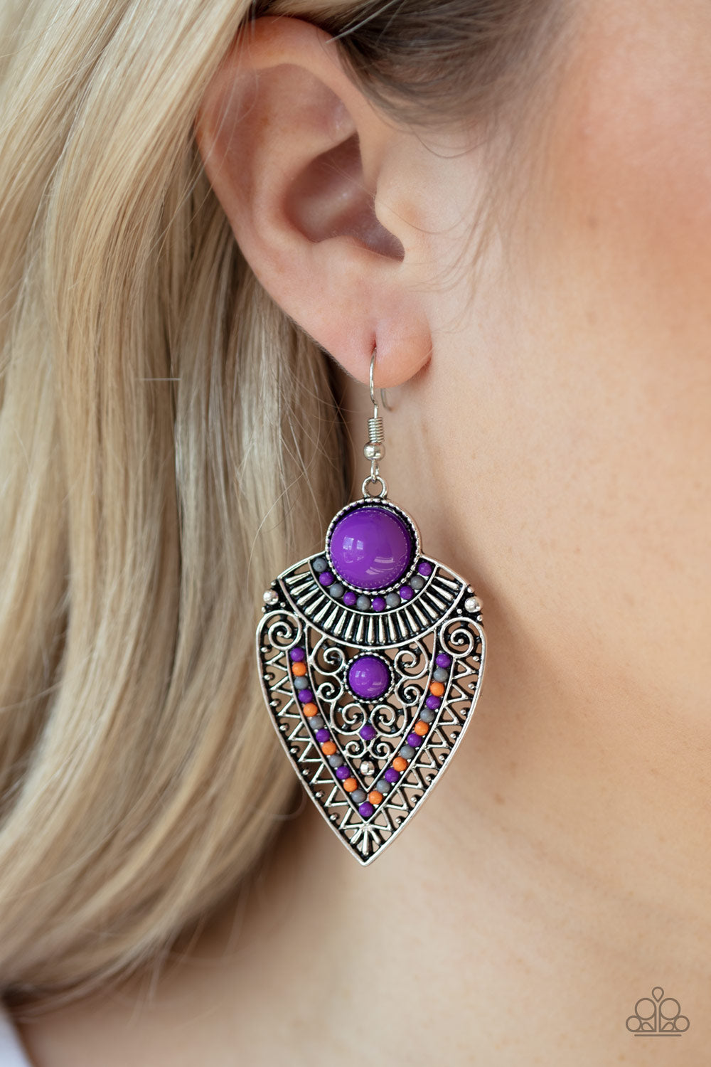 Paparazzi ♥ Tribal Territory - Purple ♥ Earrings