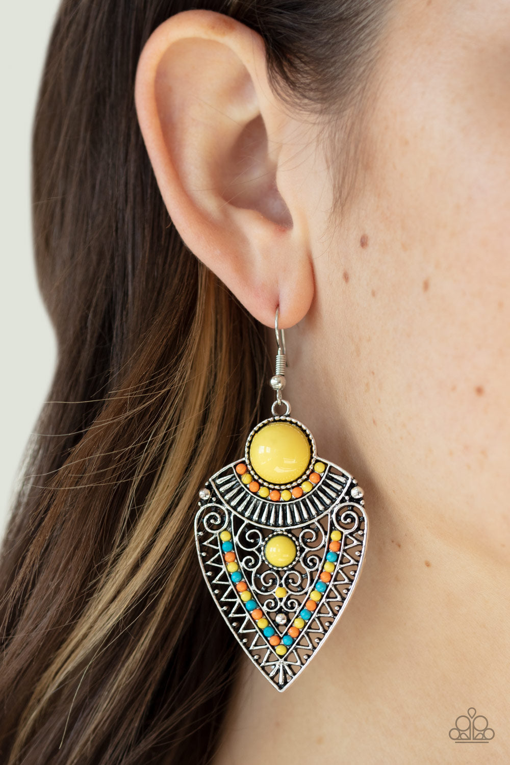 Paparazzi ♥ Tribal Territory - Yellow ♥ Earrings