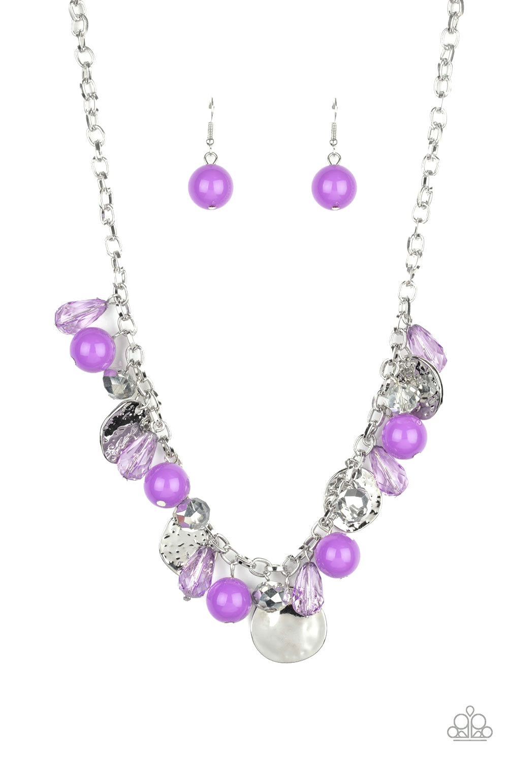 Delicate Sparkling Floating Purple Bead Necklace on 3 Thin, Silver-ton –  Jane Daisy
