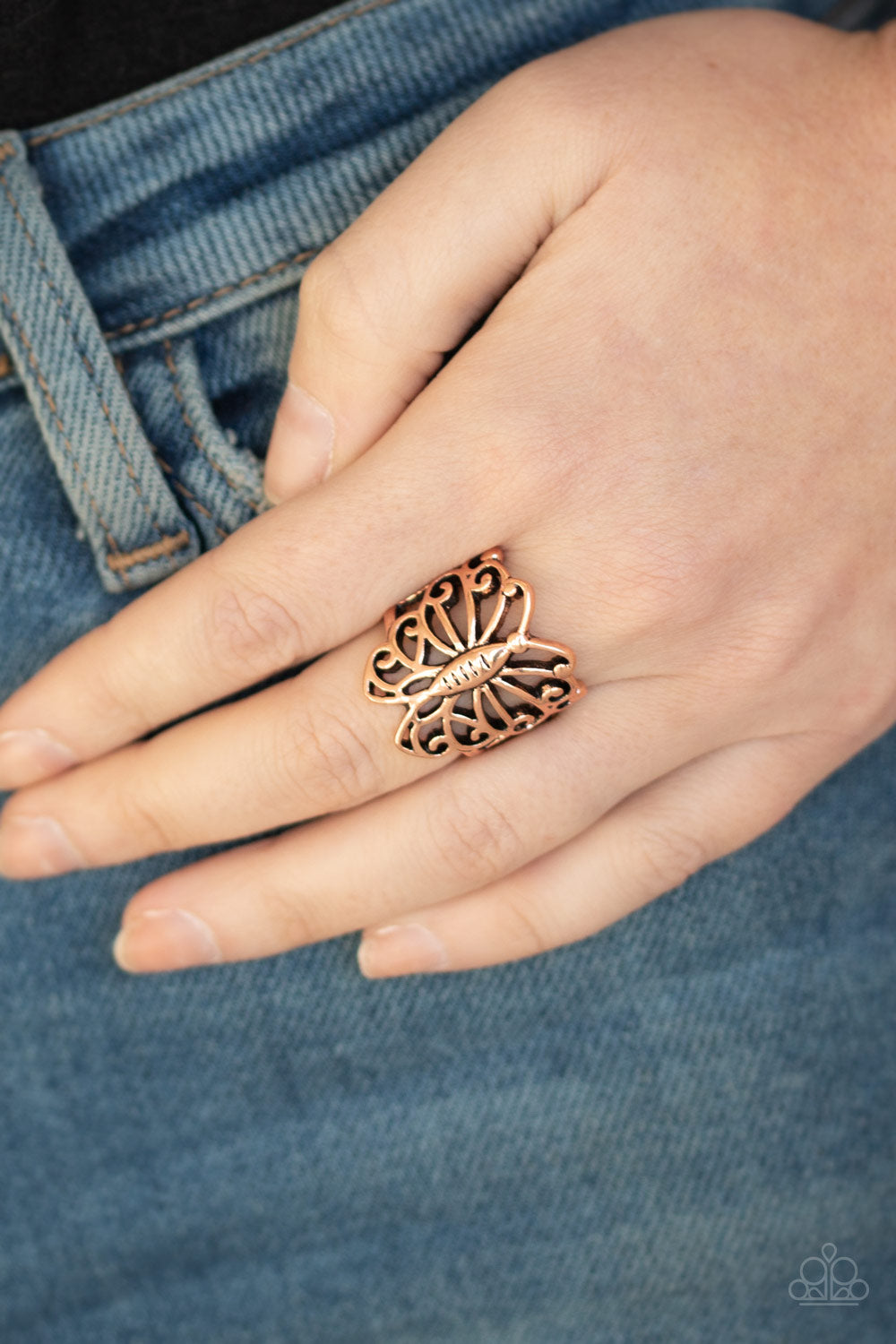 Paparazzi ♥ Wouldnt Hurt a BUTTERFLY - Copper ♥ Ring