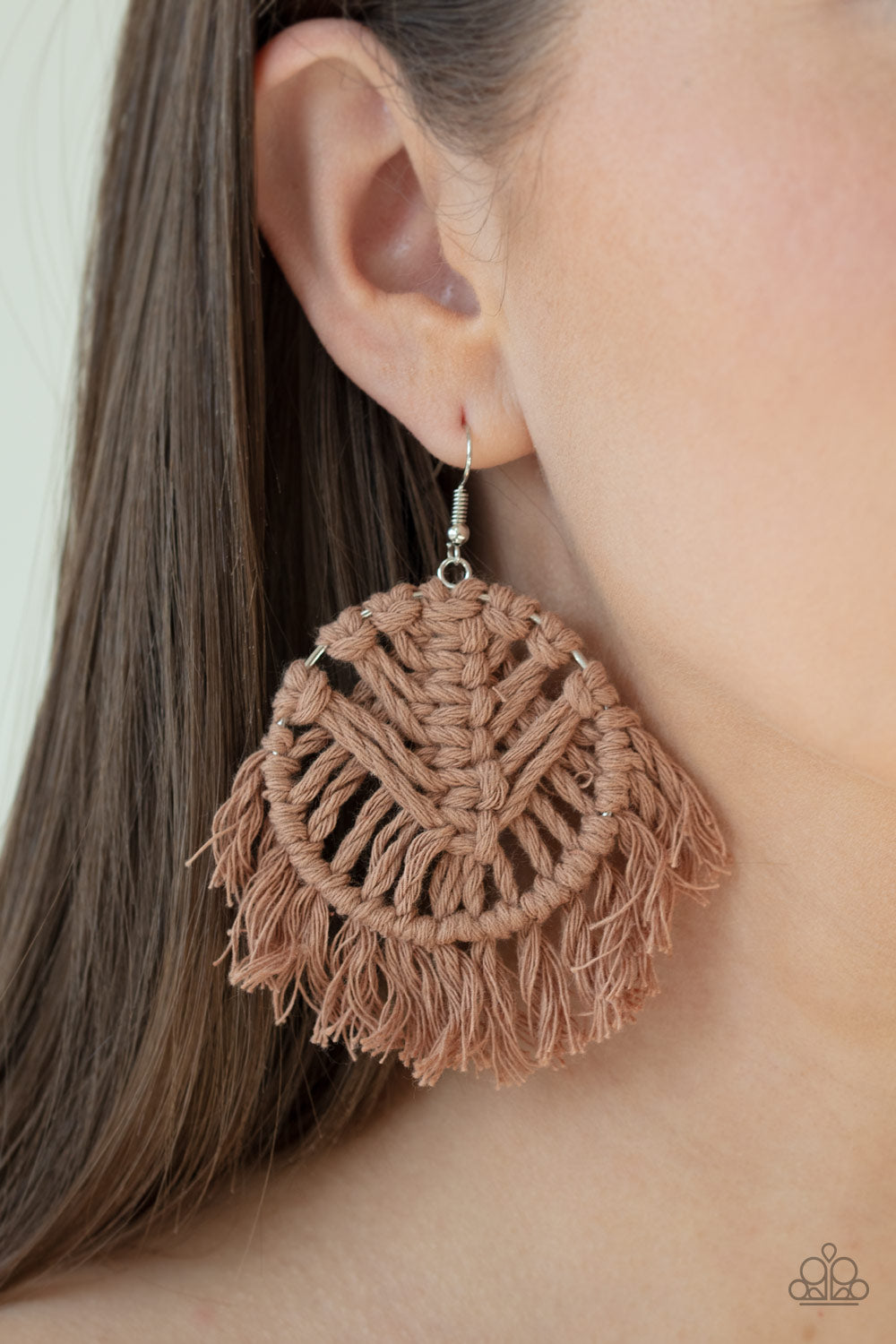 Paparazzi ♥ All About MACRAME - Brown ♥ Earrings