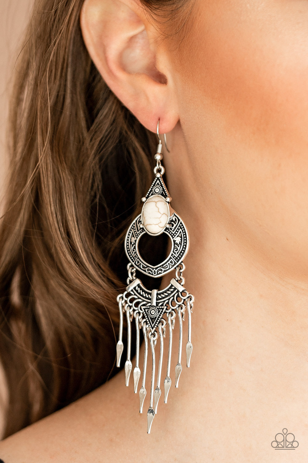Paparazzi ♥ Southern Spearhead - White ♥ Earrings