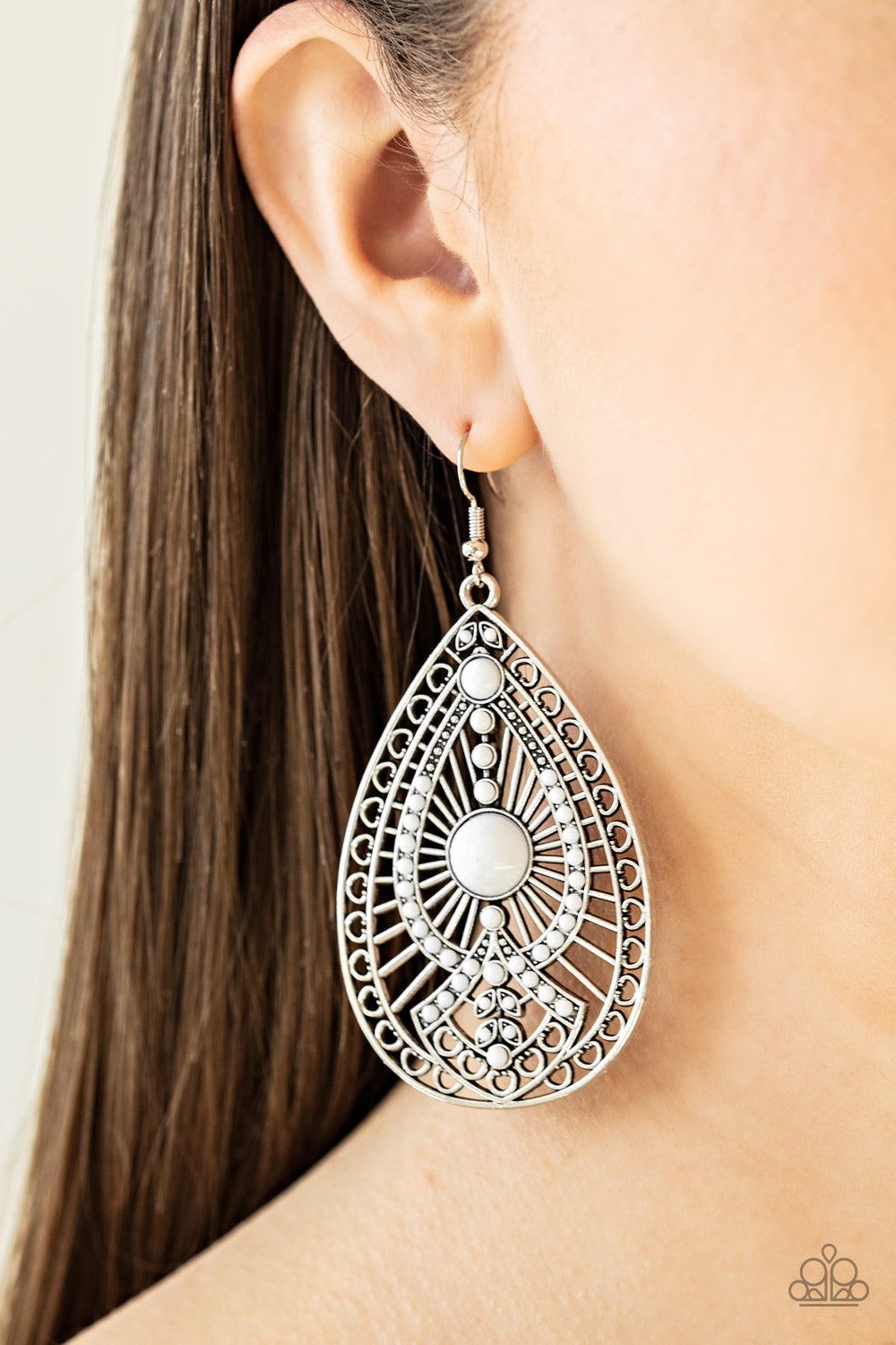 Paparazzi ♥ Just Dropping By - White ♥ Earrings