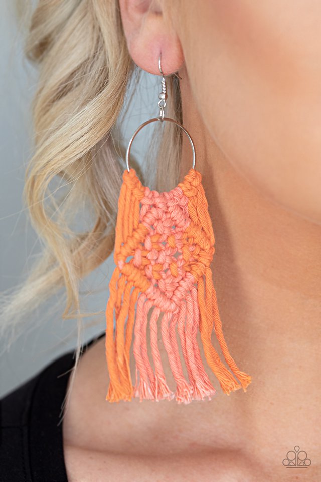Paparazzi ♥ Macrame Rainbow - Orange ♥ Earrings