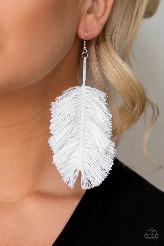 Paparazzi ♥ Hanging by a Thread - White ♥ Earrings