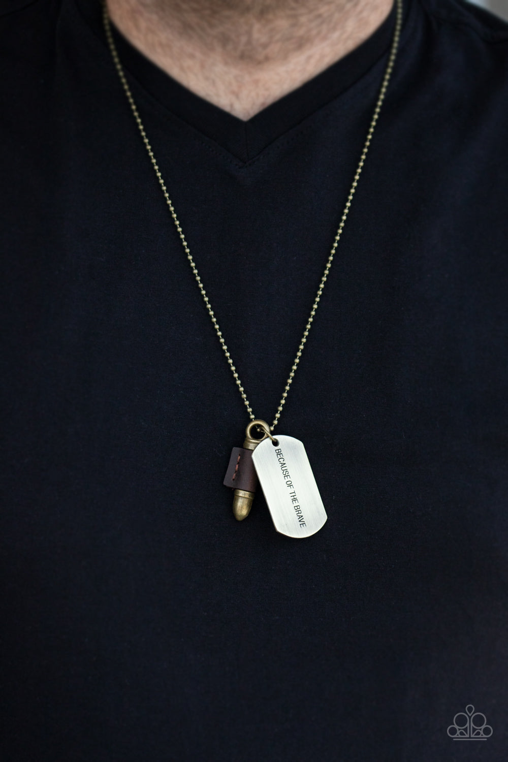 Paparazzi ♥ Proud Patriot - Brass ♥ Mens Necklace