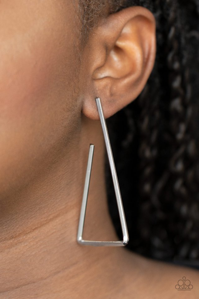 Paparazzi ♥ Go Ahead and TRI - Silver ♥ Earrings