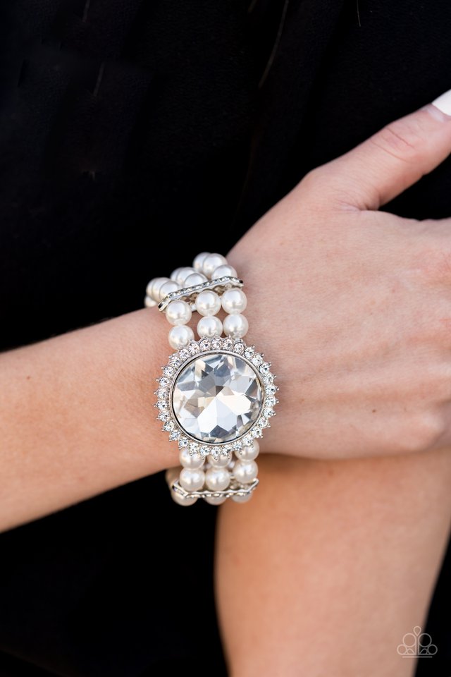 Paparazzi ♥ Speechless Sparkle - White ♥ Bracelet