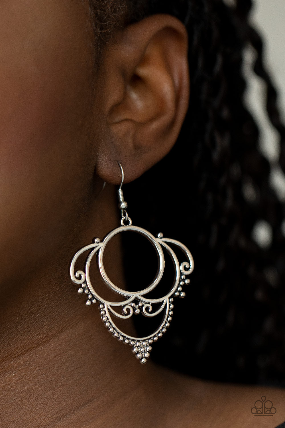 Paparazzi ♥ Metallic Macrame - Silver ♥ Earrings