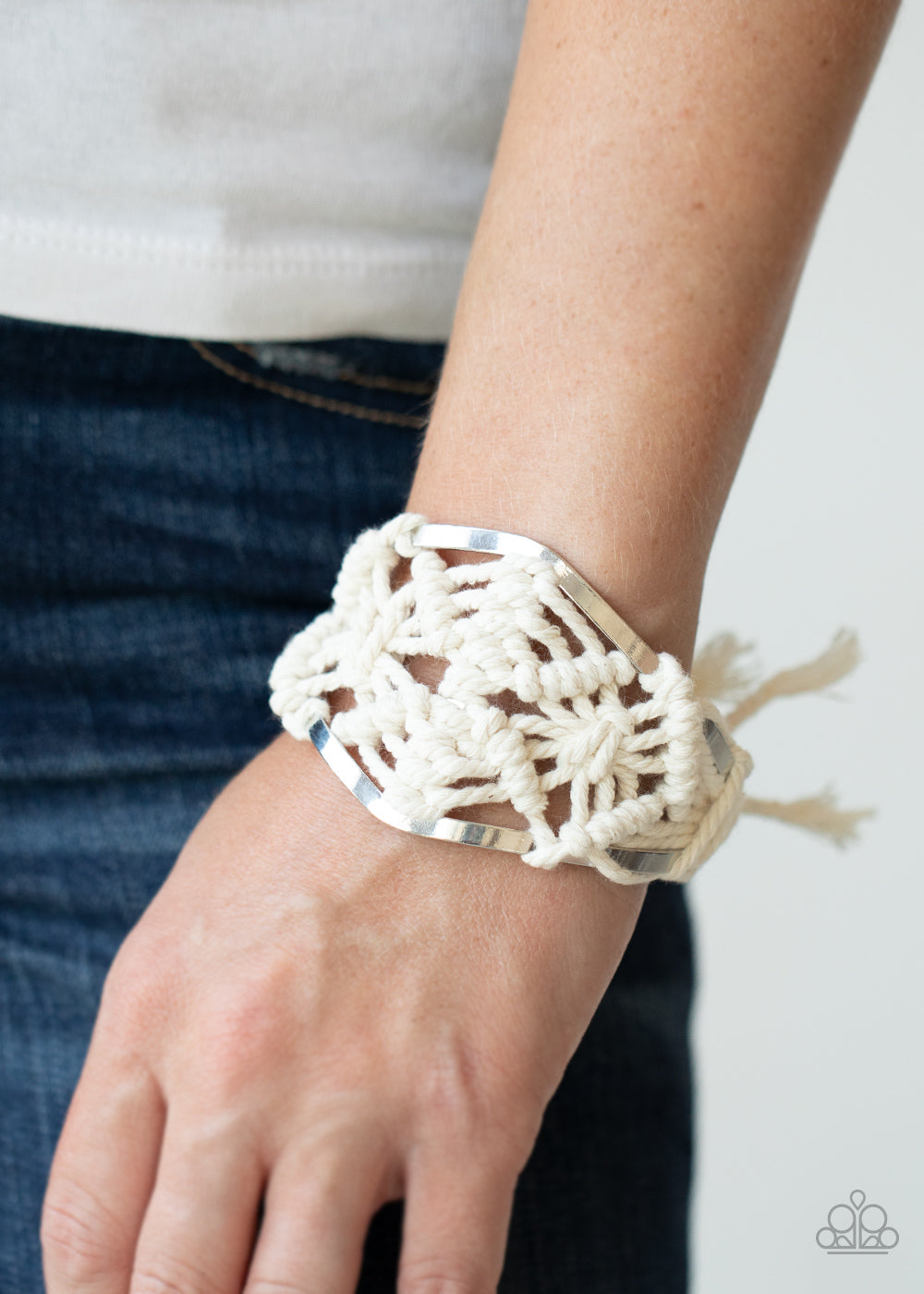 Paparazzi ♥ Macrame Mode - White ♥ Bracelet