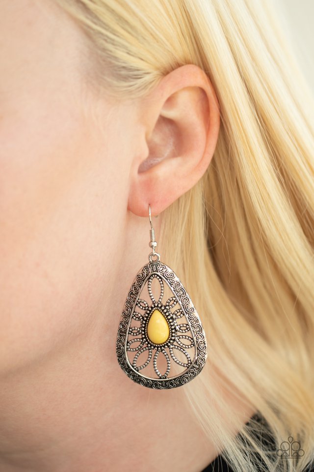 Paparazzi ♥ Floral Frill - Yellow ♥ Earrings