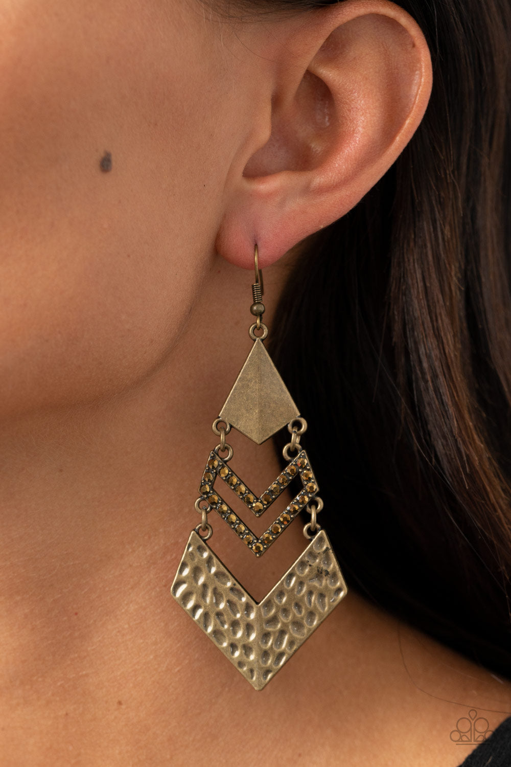 Paparazzi ♥ Work Hazard - Brass ♥ Earrings