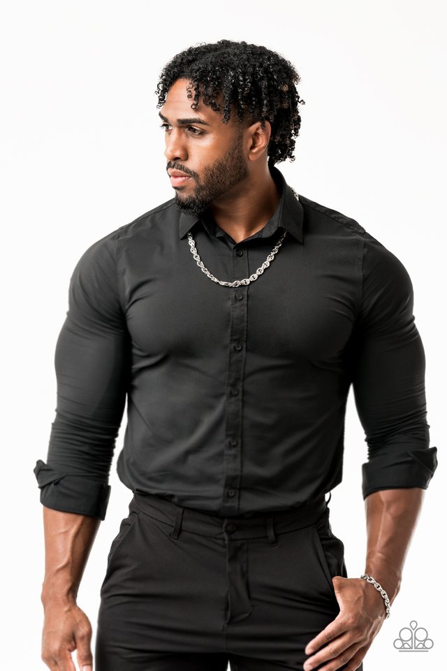 Paparazzi ♥ Grit and Gridiron - Silver ♥ Mens Necklace