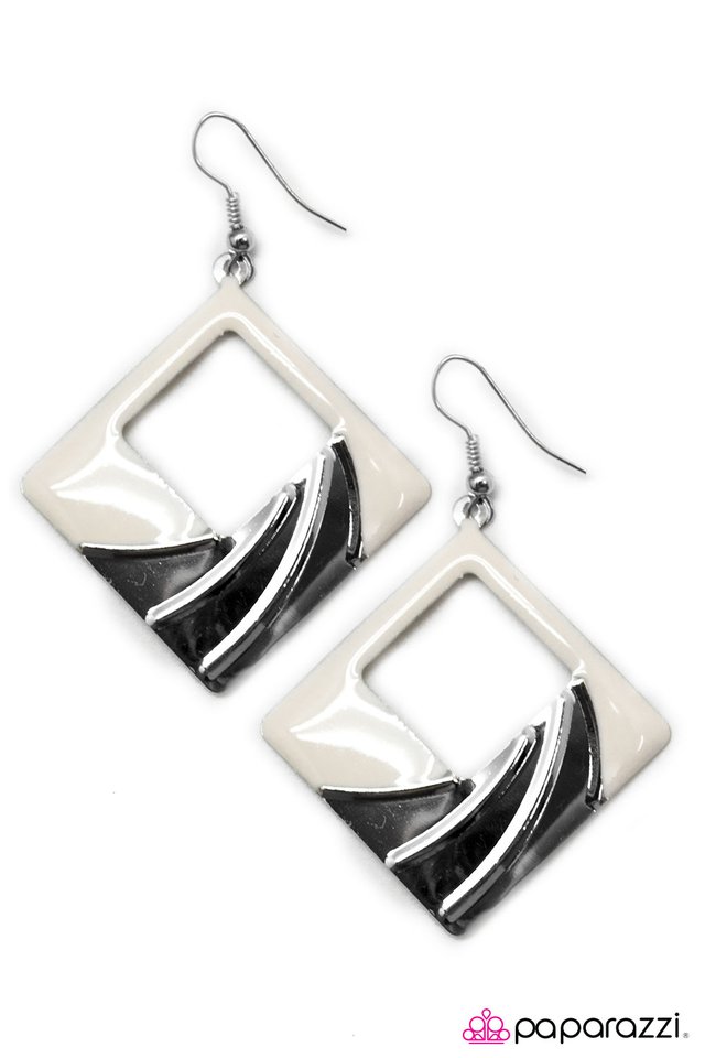 Paparazzi ♥ Square Dancin - White ♥ Earrings