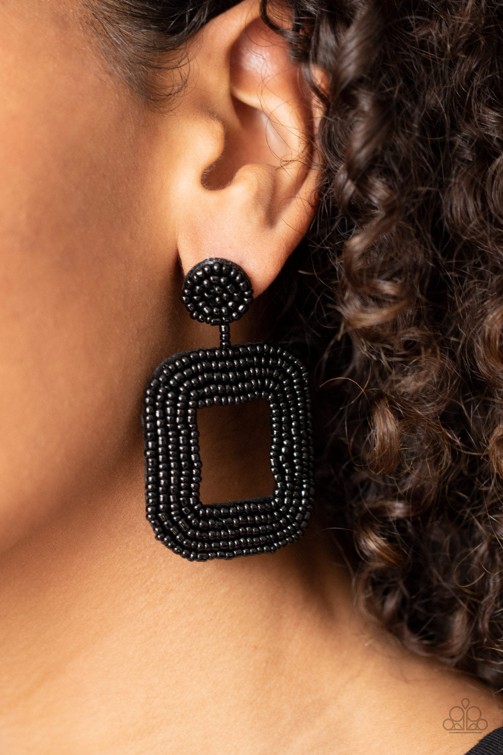 Paparazzi ♥ Beaded Bella - Black ♥ Post Earrings