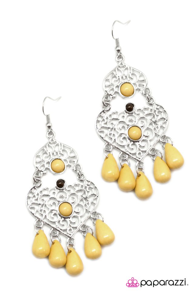Paparazzi ♥ Boho Bollywood - Yellow ♥ Earrings