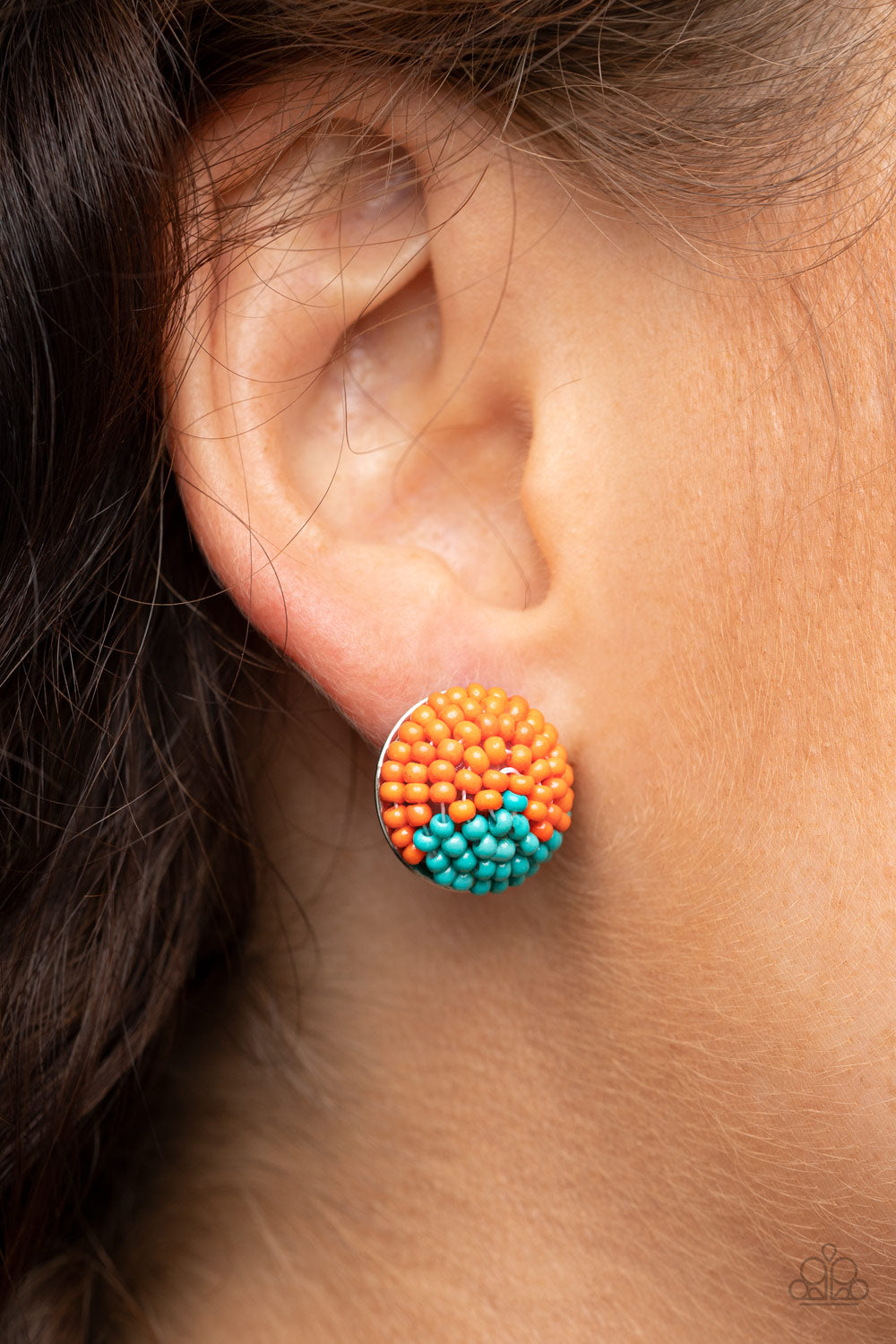 Paparazzi ♥ As Happy As Can BEAD - Orange ♥ Post Earrings