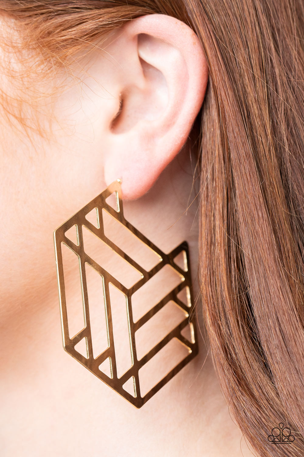 Paparazzi ♥ Gotta Get GEO-ing - Gold ♥ Earrings