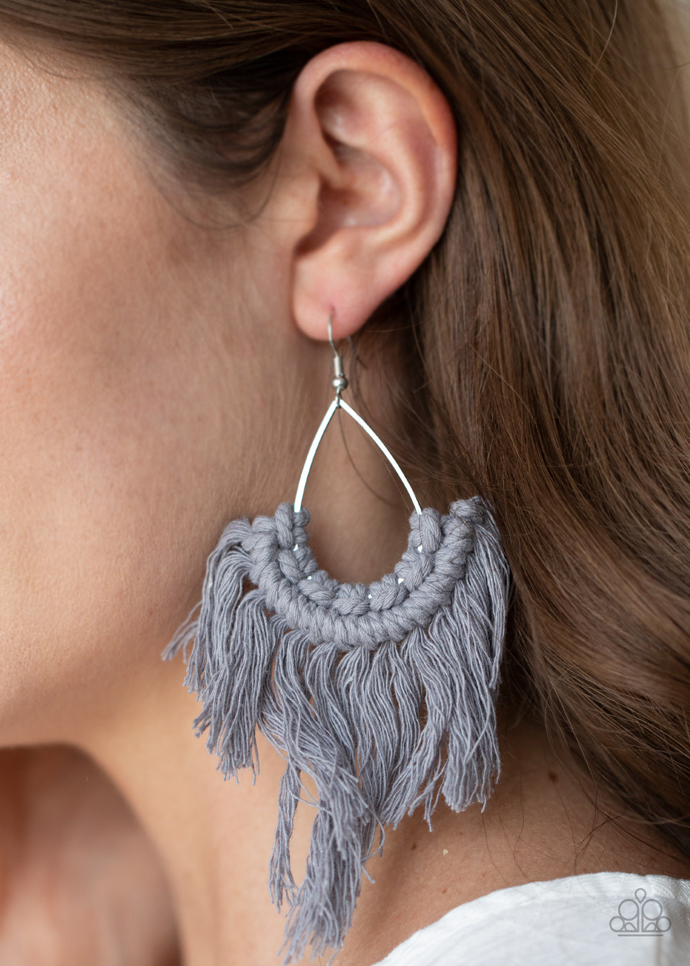 Paparazzi ♥ Wanna Piece Of MACRAME? - Silver ♥ Earrings
