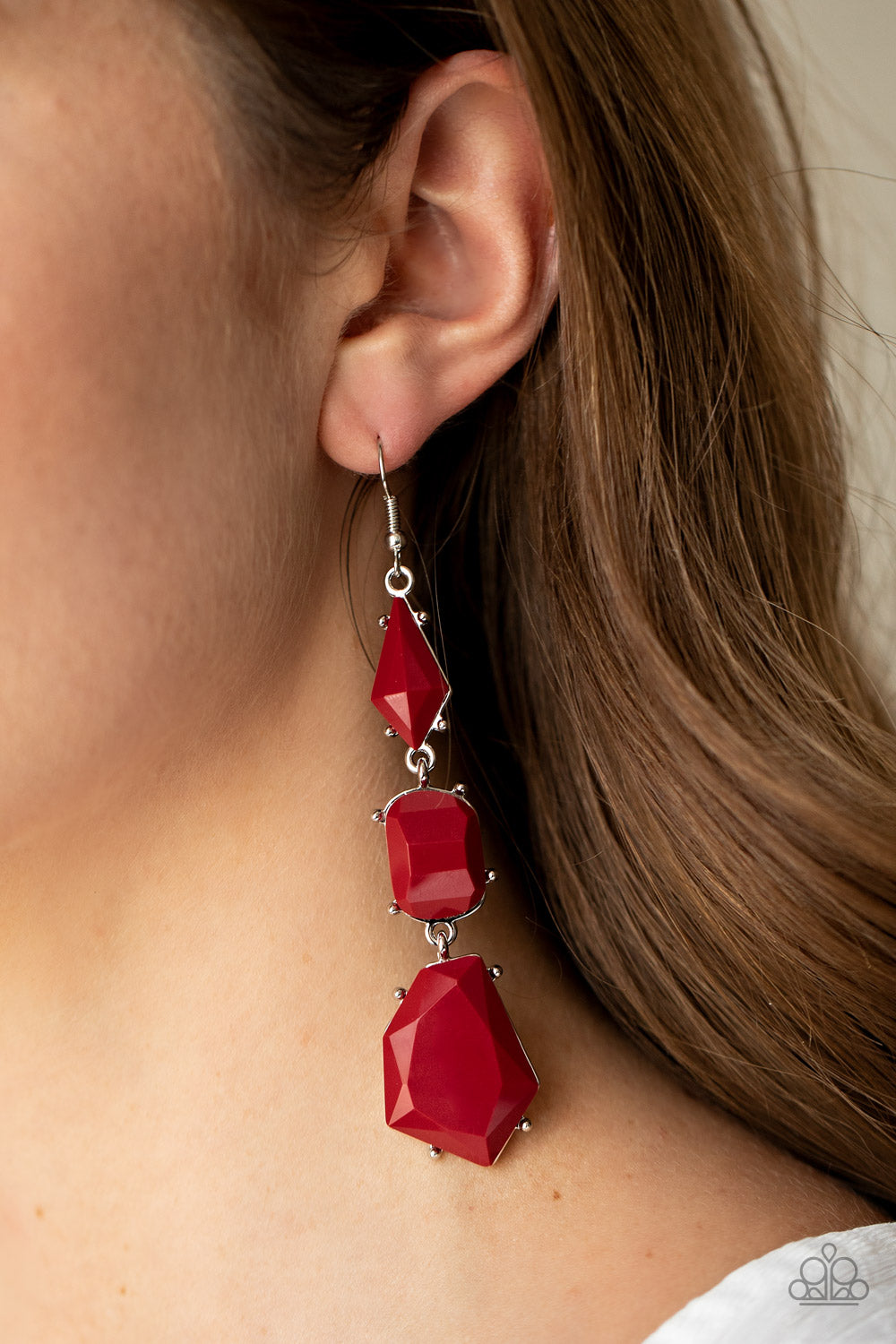 Paparazzi ♥ Geo Getaway - Red ♥ Earrings