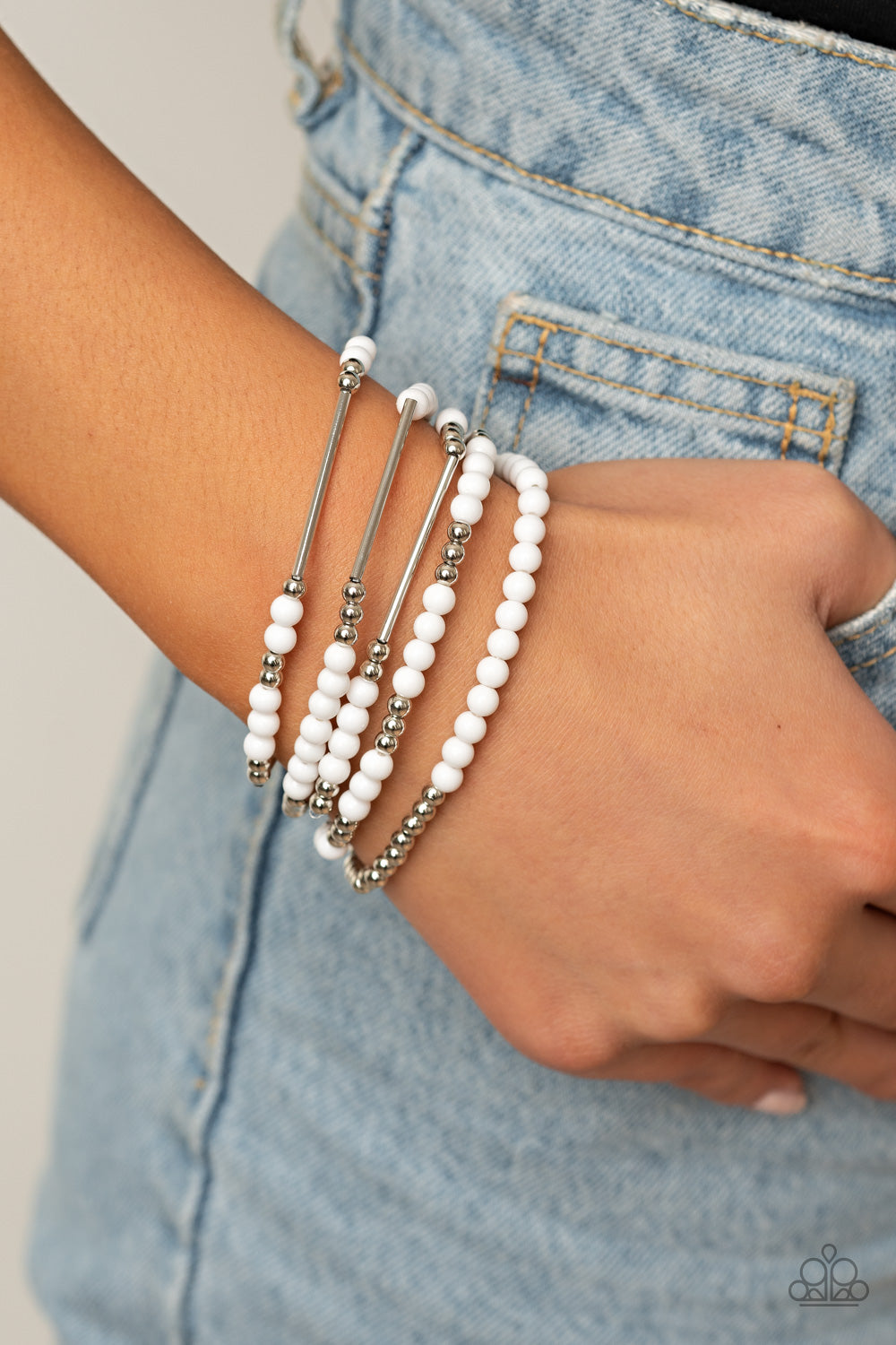 Paparazzi ♥ BEAD Between The Lines - White ♥ Bracelet