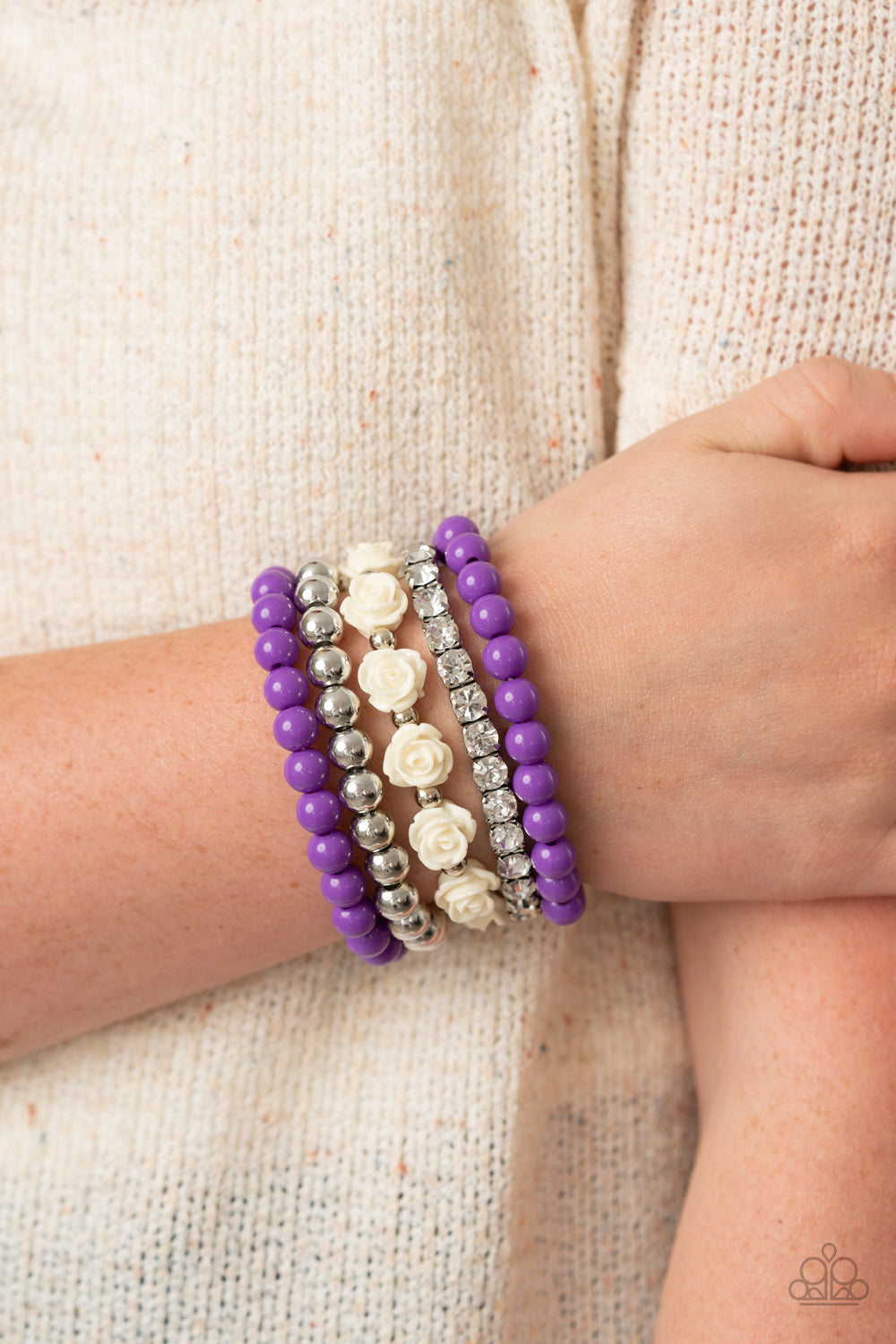 Paparazzi ♥ Rose Garden Grandeur - Purple ♥ Bracelet